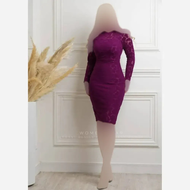 پیراهن زنانه مدل هوردیس بنفش جنس مخمل سنگی قد 120 سایز 42 تا 50