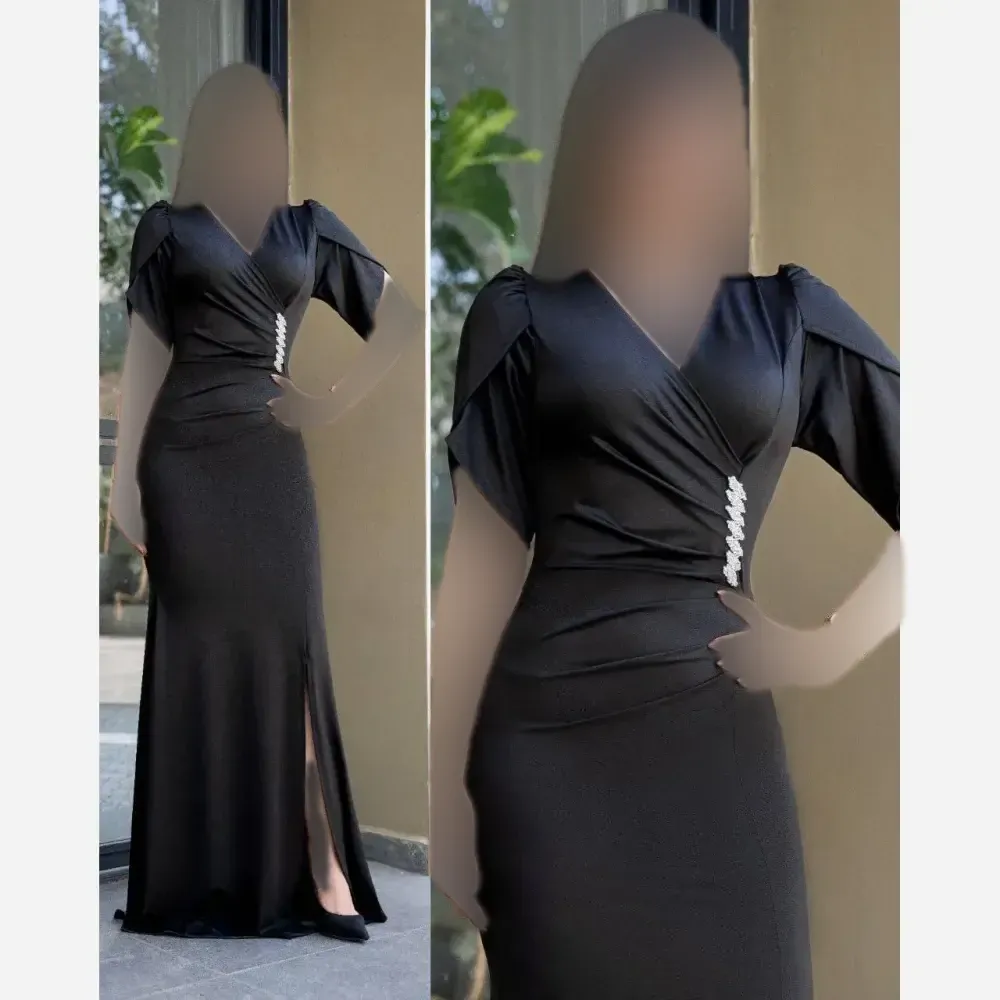 پیراهن زنانه مدل یکتا جنس غواصی رنگ مشکی قد 160