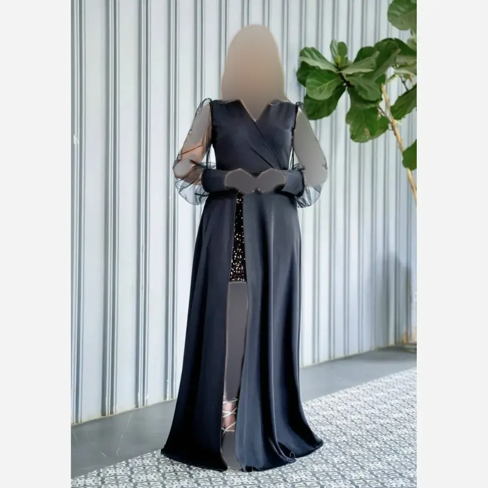 پیراهن مجلسی زنانه مدل خورشاد طلایی جنس کرپ و پولک مخمل قد 160