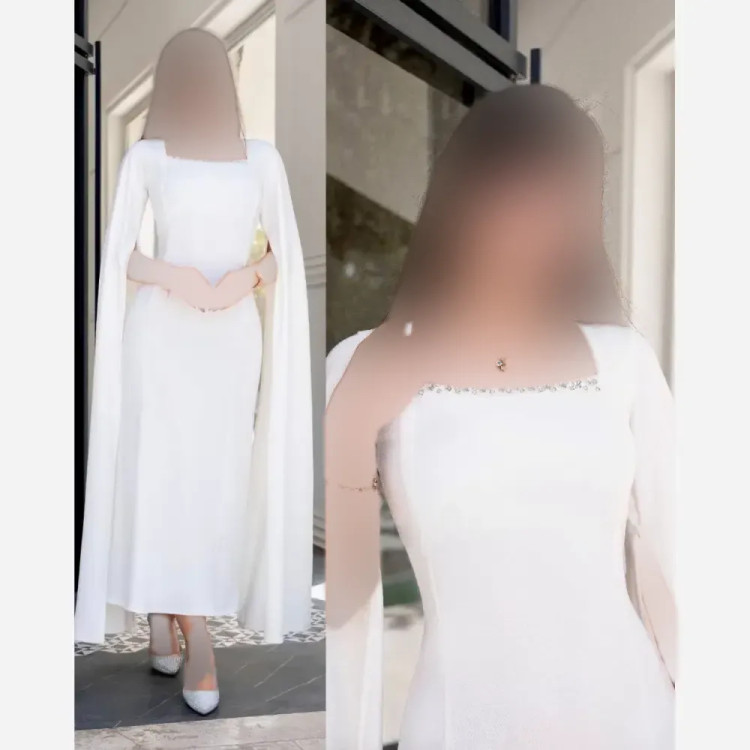 پیراهن زنانه رزیار سفید جنس دالقیچ قد 150 سایز 42 تا 44