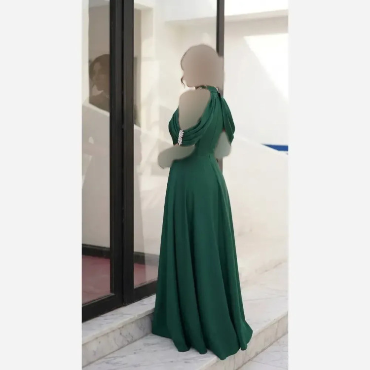 پیراهن زنانه مجلسی مدل آنا جنس کرپ مازاراتی اعلا با سنگدوزی دستی در رنگبندی متنوع