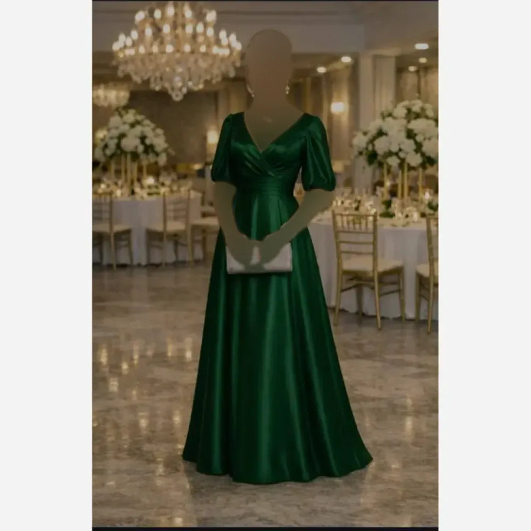 پیراهن مجلسی زنانه مدل مهسا جنس ساتن آمریکایی قد 150