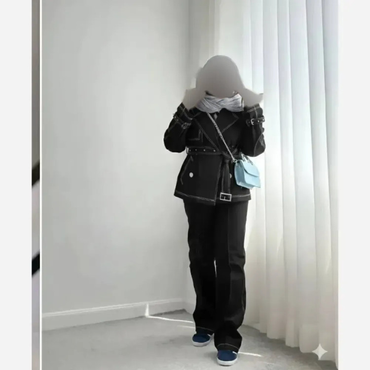 ست کت و شلوار زنانه طرح جین کتان ضخیم سایز فری 40 تا 48