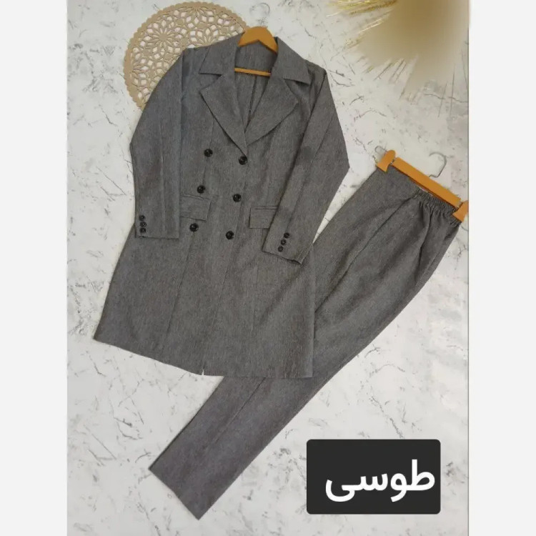 ست مانتو و شلوار اداری زنانه مدل شش دکمه جنس مکانیک پرشیا درجه یک