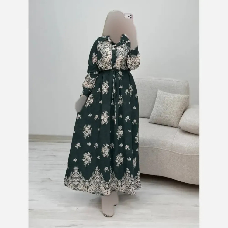 پیراهن ساحلی زنانه مدل زنبق جنس فلور نخ درجه یک فری سایز تا 48