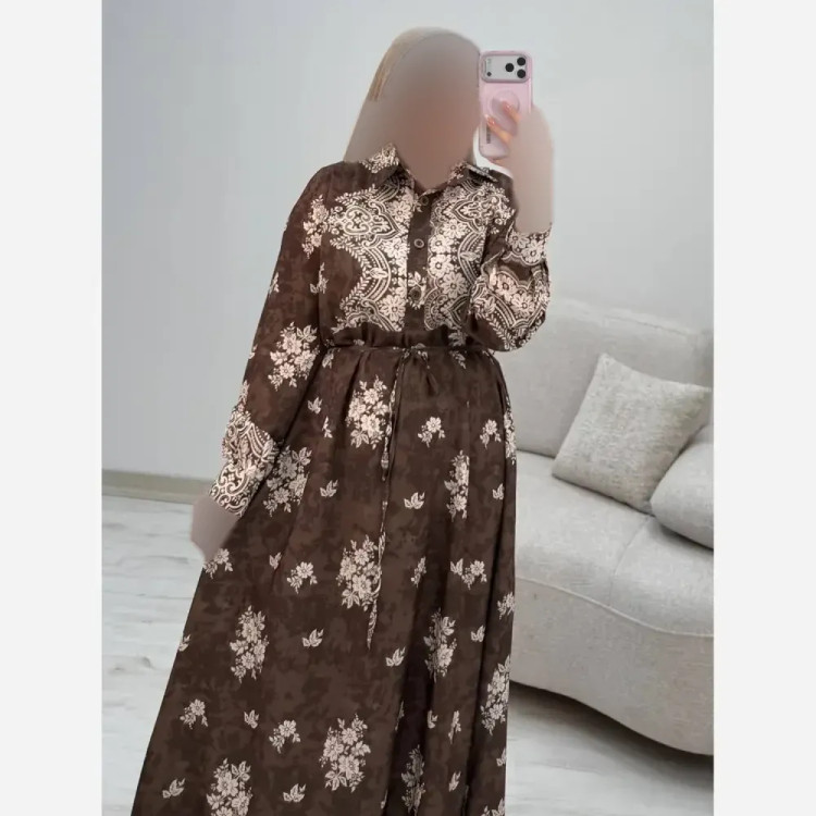 پیراهن ساحلی زنانه مدل زنبق جنس فلور نخ درجه یک فری سایز تا 48