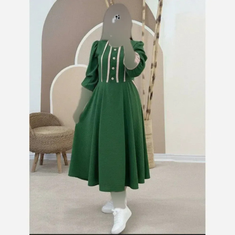 پیراهن زنانه مدل ژیلا جنس شانتون و مازراتی فری سایز تا 46