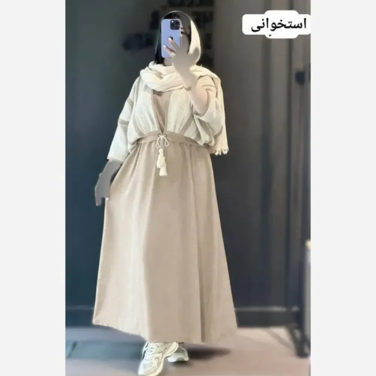 ست کت و سارافون زنانه جنس شانتون و لنین نچرال فری سایز تا 48