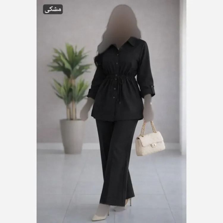 شومیز نیل زنانه طرح جین بغل دکمه فری سایز رنگ آبی