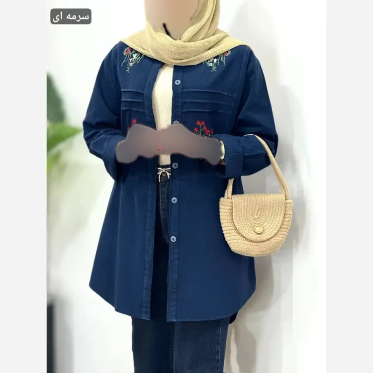 مانتو الیاف لینن گلدوزی شده مدل کاشیما فری سایز 36 تا 46