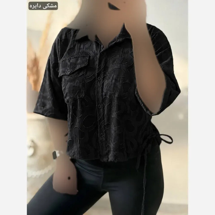 شومیز باکسی هانا لینن نخی اعلا با خرجکار برجسته فری سایز 36 تا 46