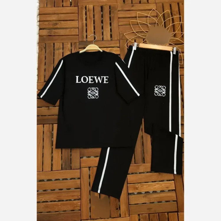 ست تیشرت و شلوار زنانه مدل loewe جنس ویسکوز پنبه فری سایز 36 تا 46