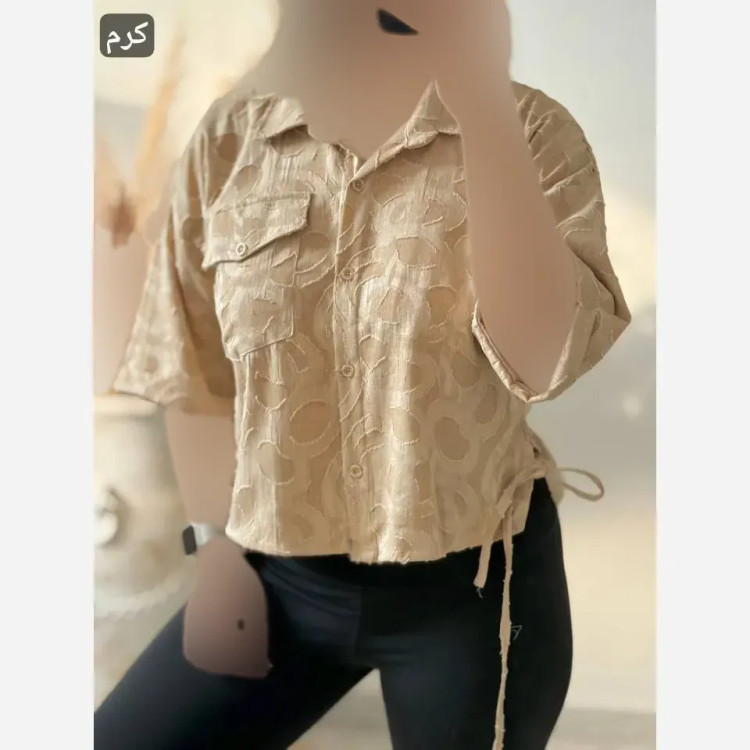 شومیز باکسی هانا لینن نخی اعلا با خرجکار برجسته فری سایز 36 تا 46