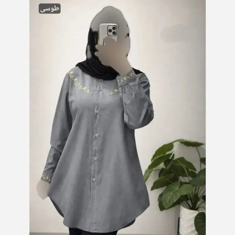 شومیز باکسی هانا لینن نخی اعلا با خرجکار برجسته فری سایز 36 تا 46