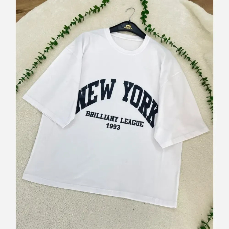 تیشرت باکسی زنانه طرح NEW YORK 1993 جنس سوپر پنبه فری سایز