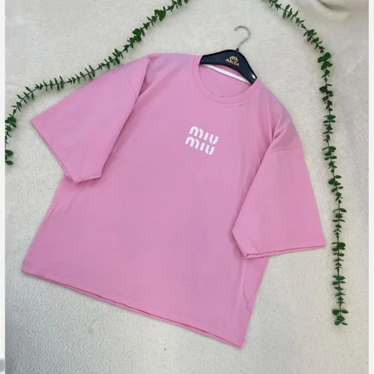 تیشرت باکسی زنانه مدل MIU MIU جنس سوپر پنبه فری سایز