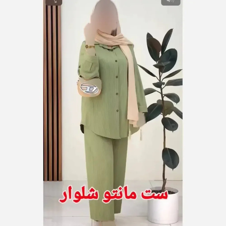 ست شومیز و شلوار زنانه جنس سوپر کراش درجه یک فری سایز مناسب 36 تا 46