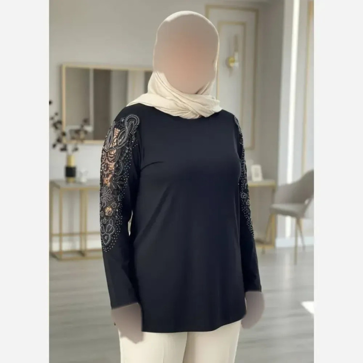 شومیز مجلسی گیپوری نگین دار مدل سوگل جنس ویسکوز فری سایز 40 تا 50