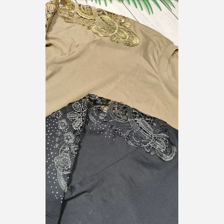 شومیز مجلسی گیپوری نگین دار مدل سوگل جنس ویسکوز فری سایز 40 تا 50