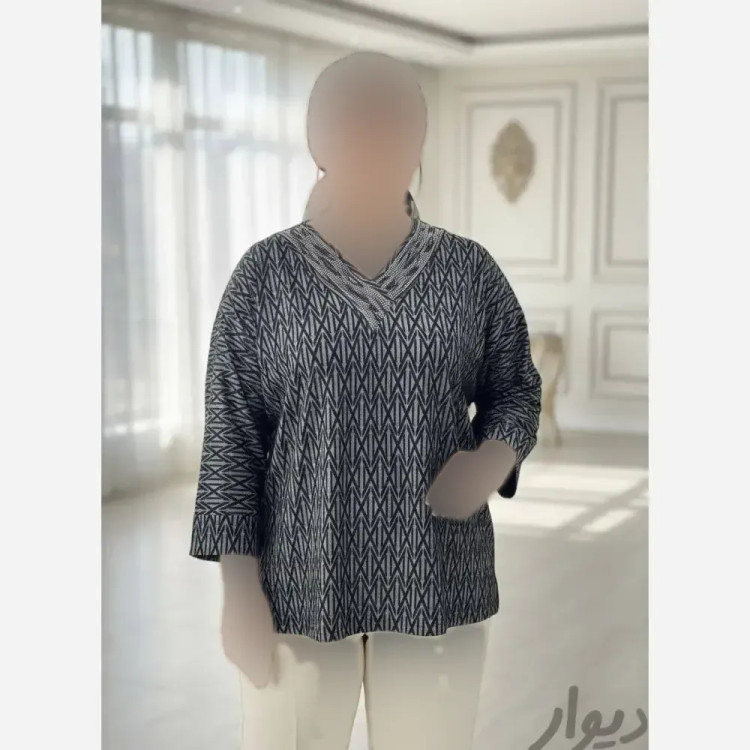 شومیز زنانه مجلسی مدل یاس پارچه ژاکارد ویسکوز فری سایز 46 تا 54