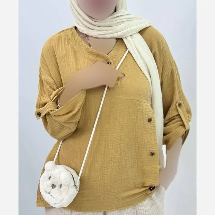 تونیک مانتویی زنانه مدل بریانا جنس دبل فیس فری سایز