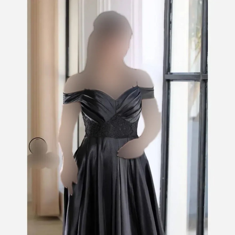 پیراهن مجلسی زنانه مدل سلین ساتن آمریکایی و دانتل رنگ سبز و مشکی سایز 36 تا 48