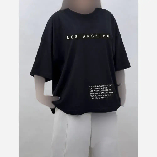 تیشرت باکسی زنانه طرح LOS ANGELES جنس سوپر پنبه فری سایز