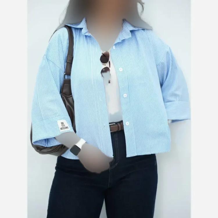 شومیز زنانه لینن راه راه استیکری فری سایز