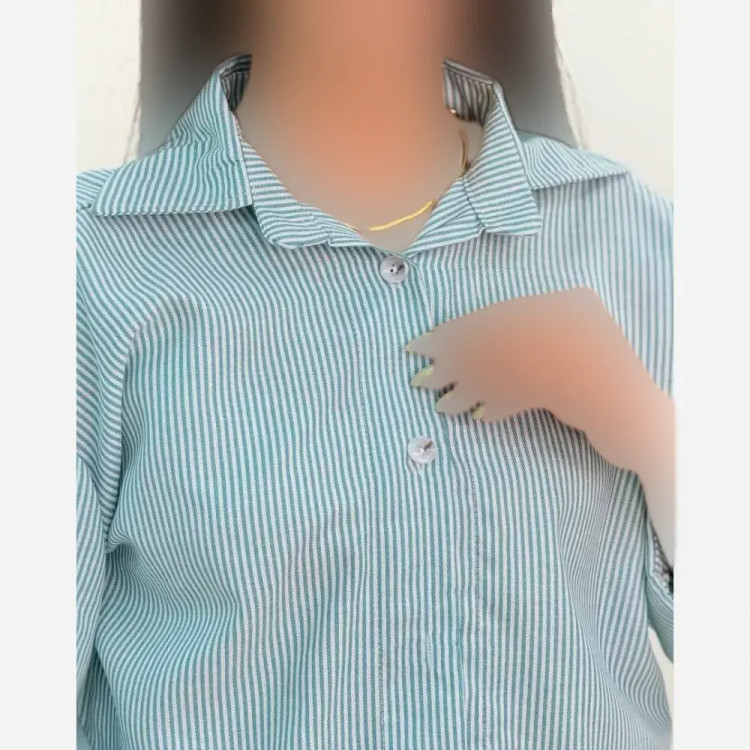 شومیز زنانه لینن راه راه استیکری فری سایز