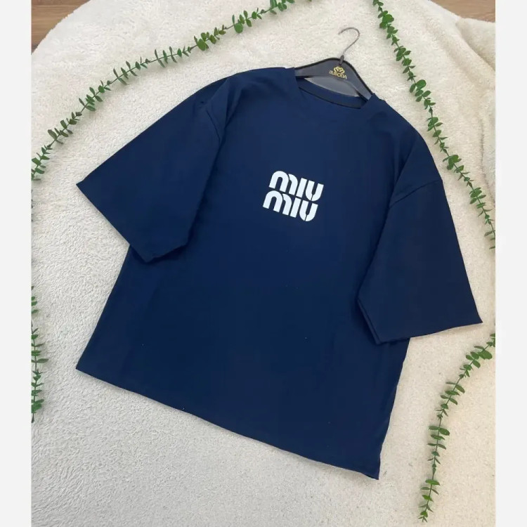 تیشرت باکسی زنانه طرح MIU MIU جنس سوپر پنبه فری سایز