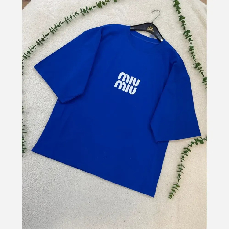 تیشرت باکسی زنانه طرح MIU MIU جنس سوپر پنبه فری سایز