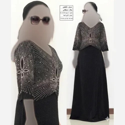پیراهن ماکسی مجلسی زنانه بیگ سایز کرپ لمه مشکی سایز بزرگ 50 تا 60