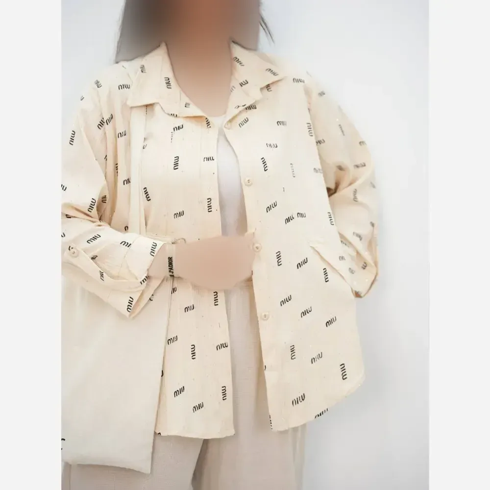 شومیز زنانه آستین باکسی مدل miu miu جنس السا پفکی اکلیلی سایز 38 تا 46