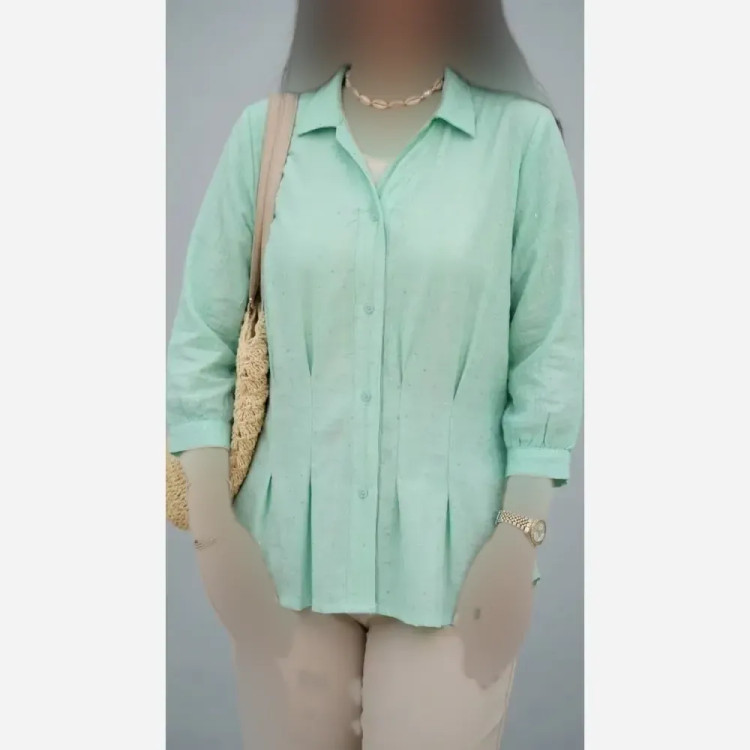 شومیز زنانه پیلی دار مدل پریسا جنس لاریس نگین دار سایز 38 تا 46