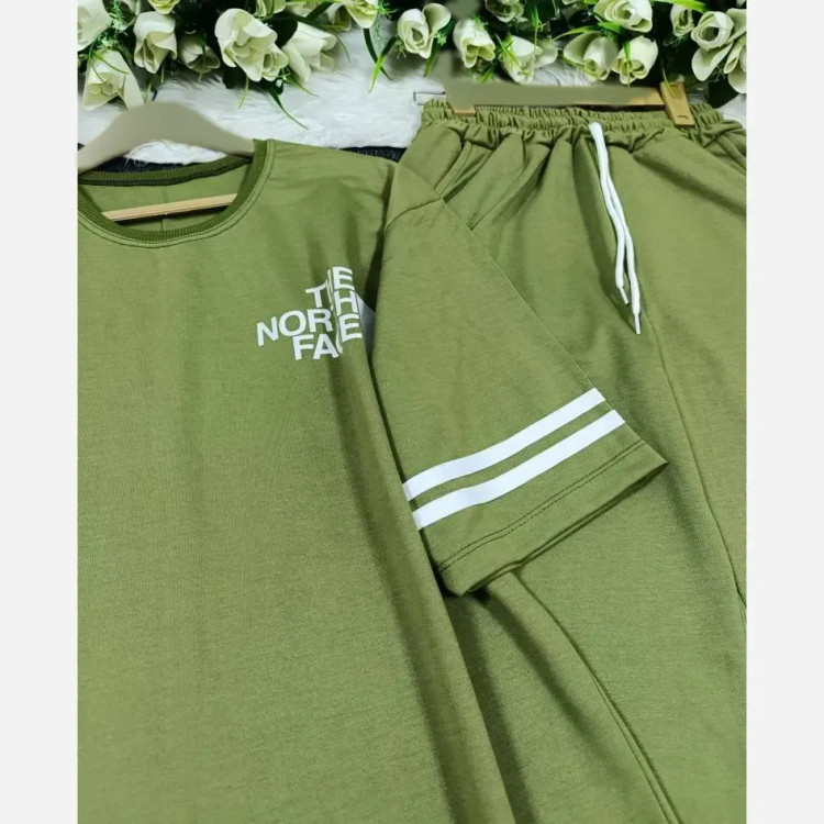 ست تیشرت و شلوار زنانه طرح North face جنس گلکسی نخ پنبه سایز فری 38 تا 48