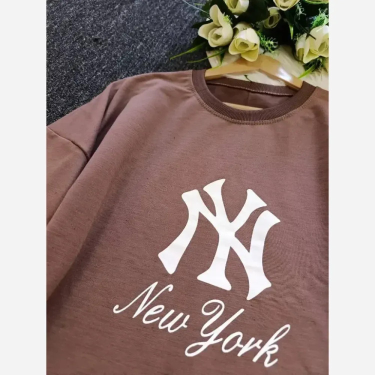ست تیشرت و شلوار زنانه طرح NY جنس گلکسی نخ پنبه سایز فری 38 تا 48