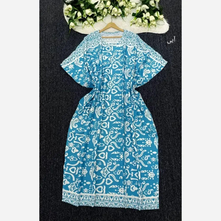 پیراهن ساحلی عبایی نخی زنانه فری سایز مدل ترمه
