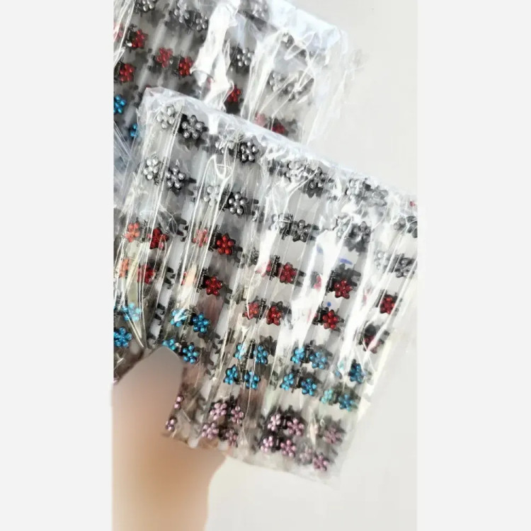 گیره مو انبری طرح شکوفه نی دار بسته 8 عددی فلزی