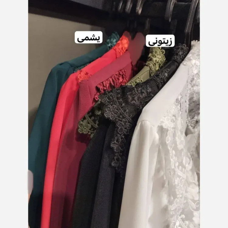 شومیز مجلسی زنانه مزون دوز جنس الیزه با خرج کار گیپور ترک سایز 40 تا 52