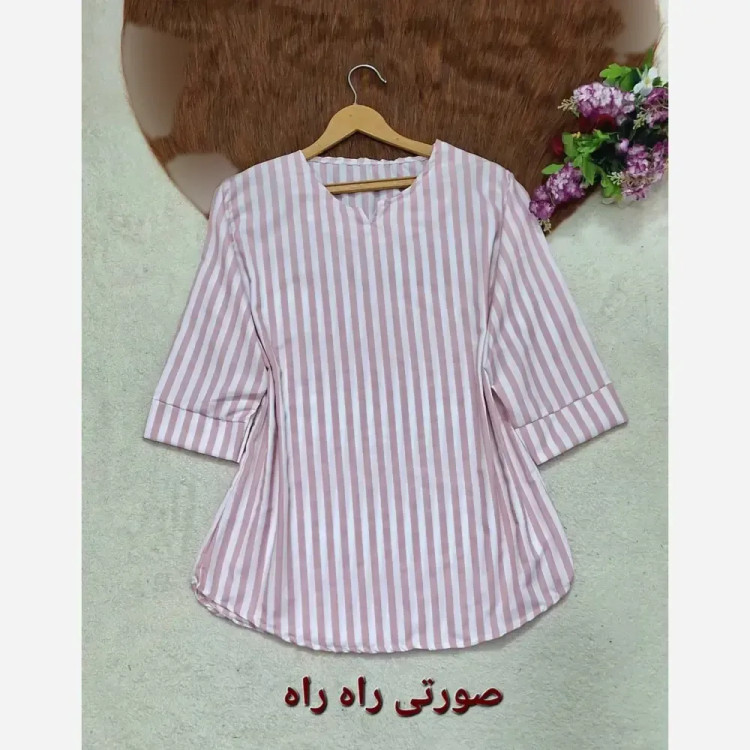 شومیز نخی یقه کوبایی زنانه مدل مهتاب فری سایز 38 تا 46