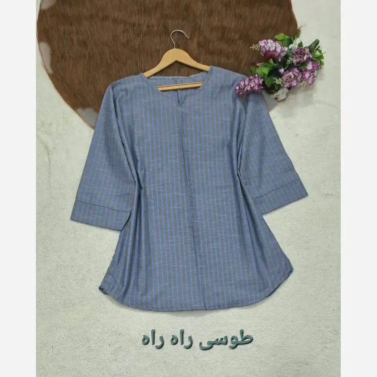 شومیز نخی یقه کوبایی زنانه مدل مهتاب فری سایز 38 تا 46