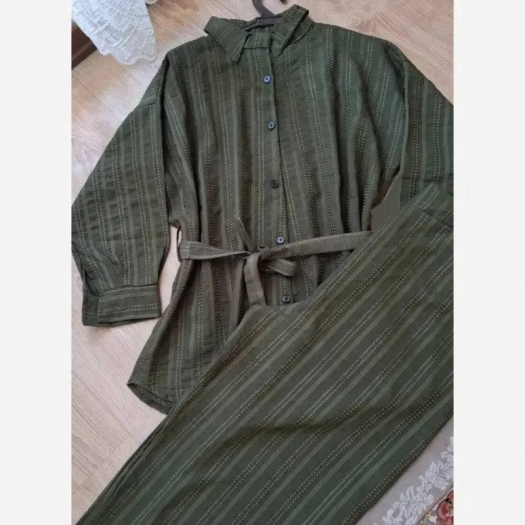 ست دوتیکه شومیز و شلوار زنانه جنس شانتون کوک دوزی اعلا سایز 38 تا 46
