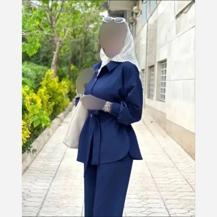 ست دوتیکه شومیز و شلوار زنانه جنس شانتون کوک دوزی اعلا سایز 38 تا 46