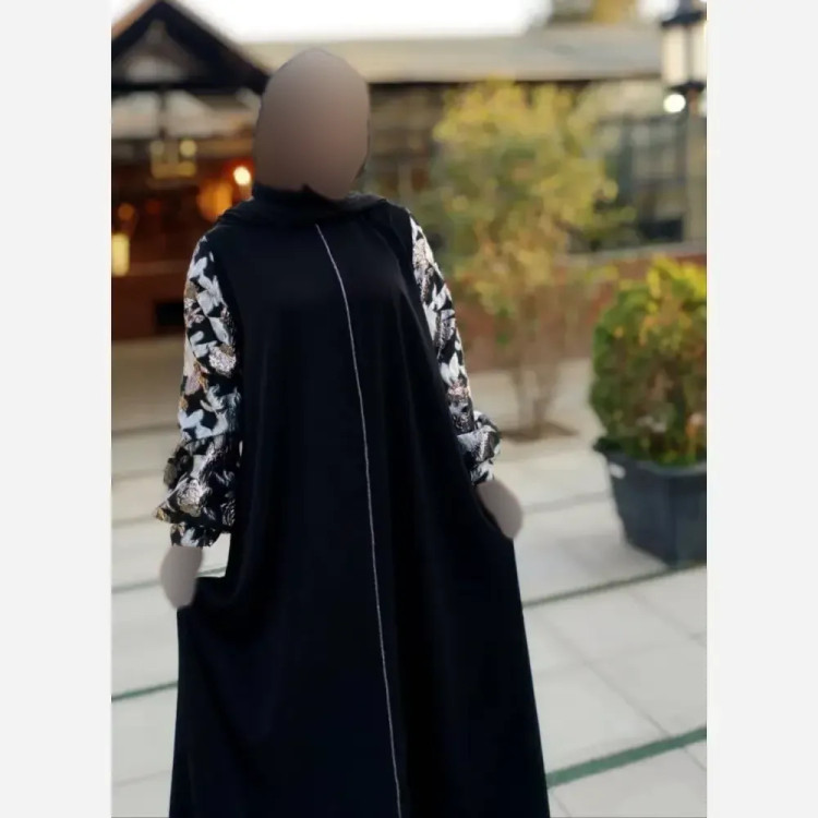 مانتو عبایی زنانه مدل مهلا جنس کرپ الیزه مشکی با قابلیت شیردهی سایز 36 تا 60