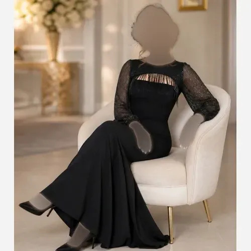 پیراهن مجلسی زنانه دکلته غواصی با رویه پولک زارا مشکی کد 310