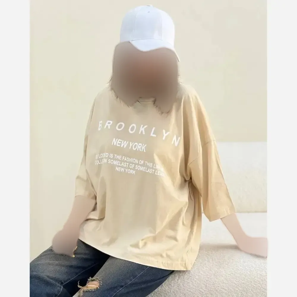 تیشرت باکسی طرح BROOKLYN جنس سوپر پنبه فری سایز