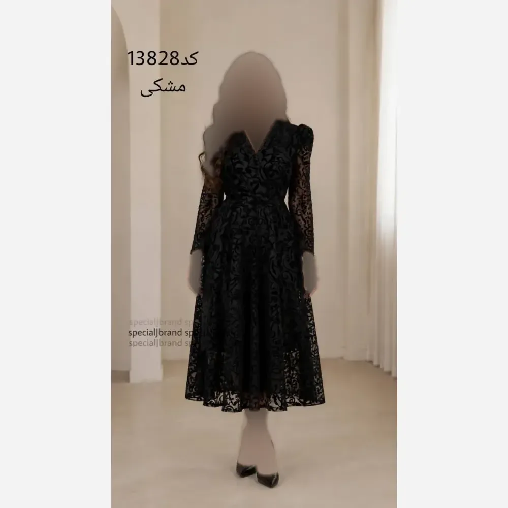 تونیک مجلسی زنانه مدل دنیا جنس فلوک ارگانزا قد 135 با کمربند و زیپ