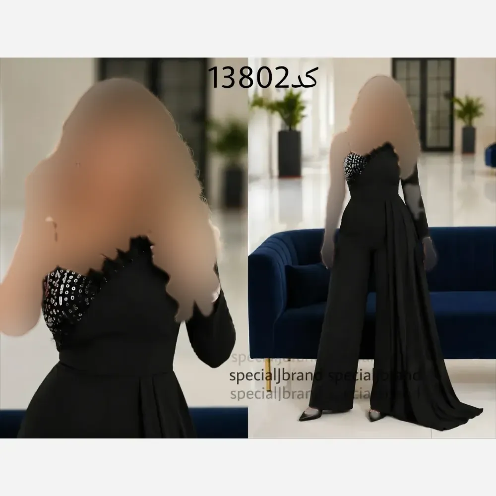 سرهمی مجلسی زنانه مدل پریا جنس مازراتی سنگدوزی شده رنگ مشکی