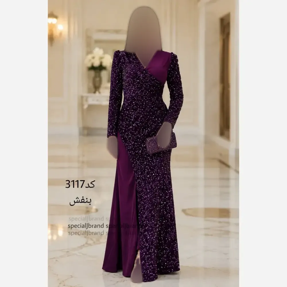 پیراهن ماکسی مجلسی زنانه مدل ریچل جنس کرپ کش و پولک مخمل سایز 40 تا 52