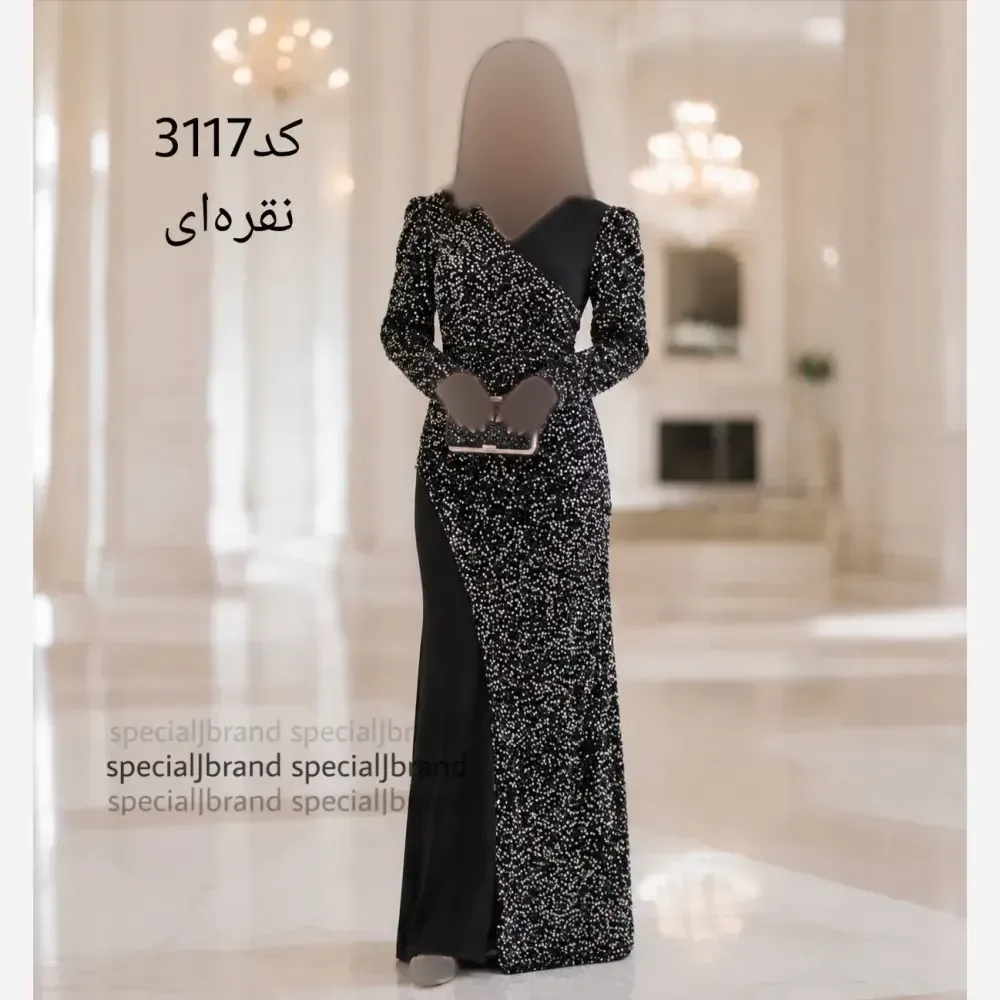 پیراهن ماکسی مجلسی زنانه مدل ریچل جنس کرپ کش و پولک مخمل سایز 40 تا 52